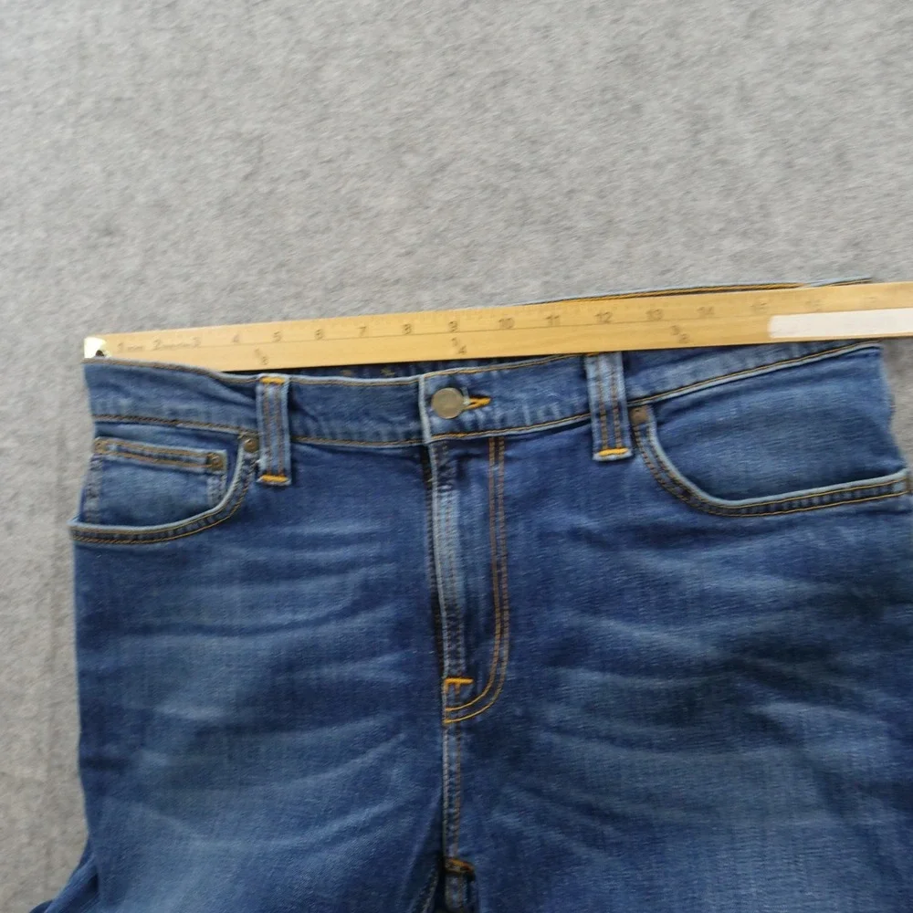 Nudie Jeans Mens 34 Blue High Kai Slim Straight Mid Rise Denim Zip Fly Organic
